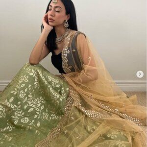 The Saree Room - Green Iris Skirt